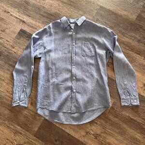 USED Men's Amazon Essentials Regular-Fit Long-Sleeve Linen Shirt (LARGE)